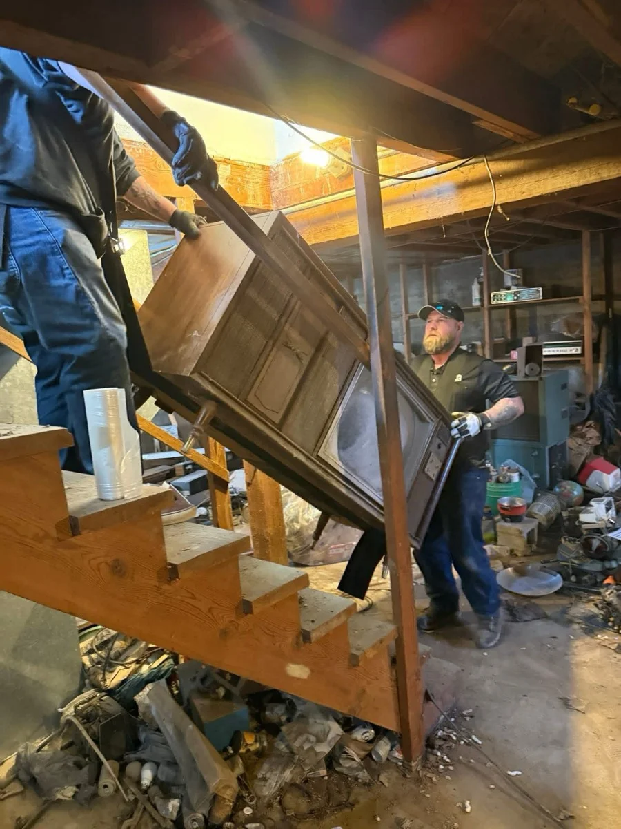 Furniture removal from a basement