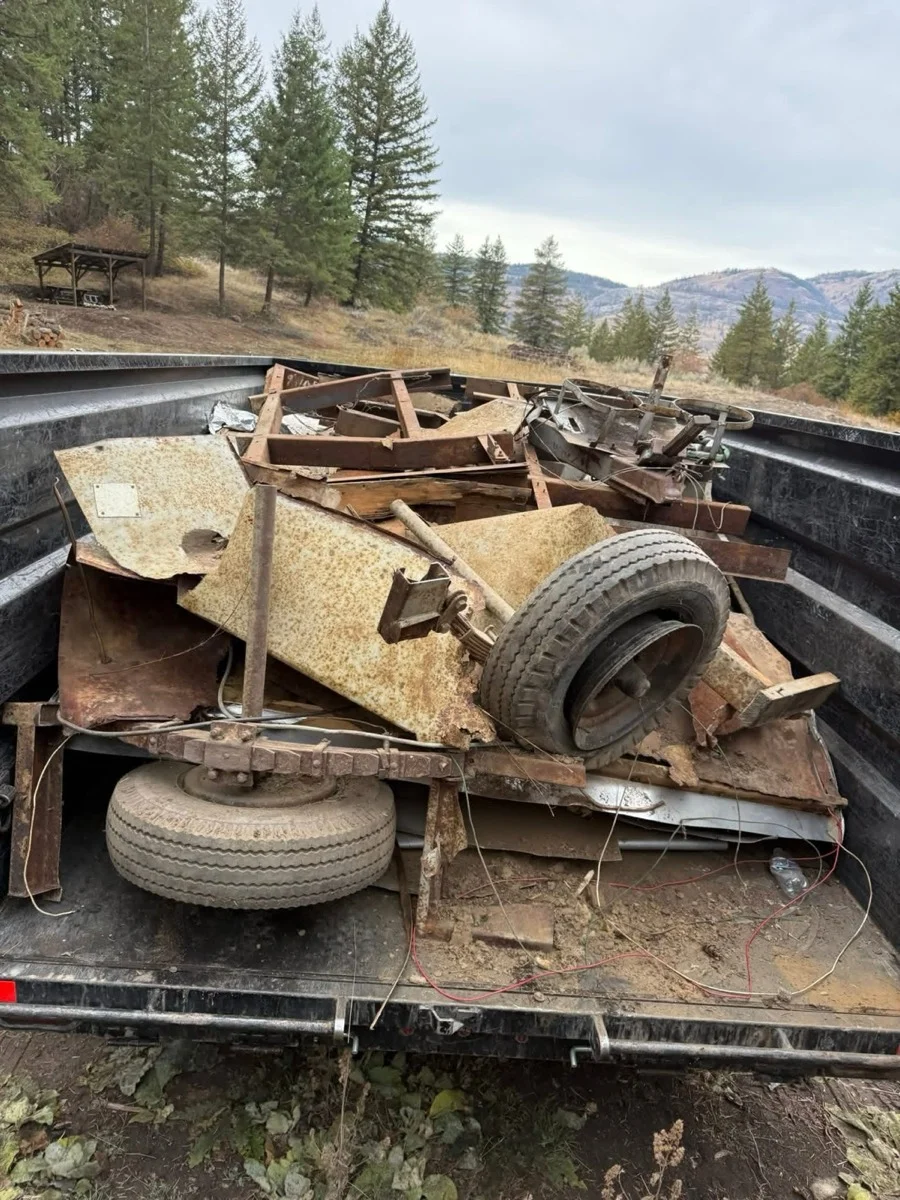 Scrap metal loaded on Kent's trailer