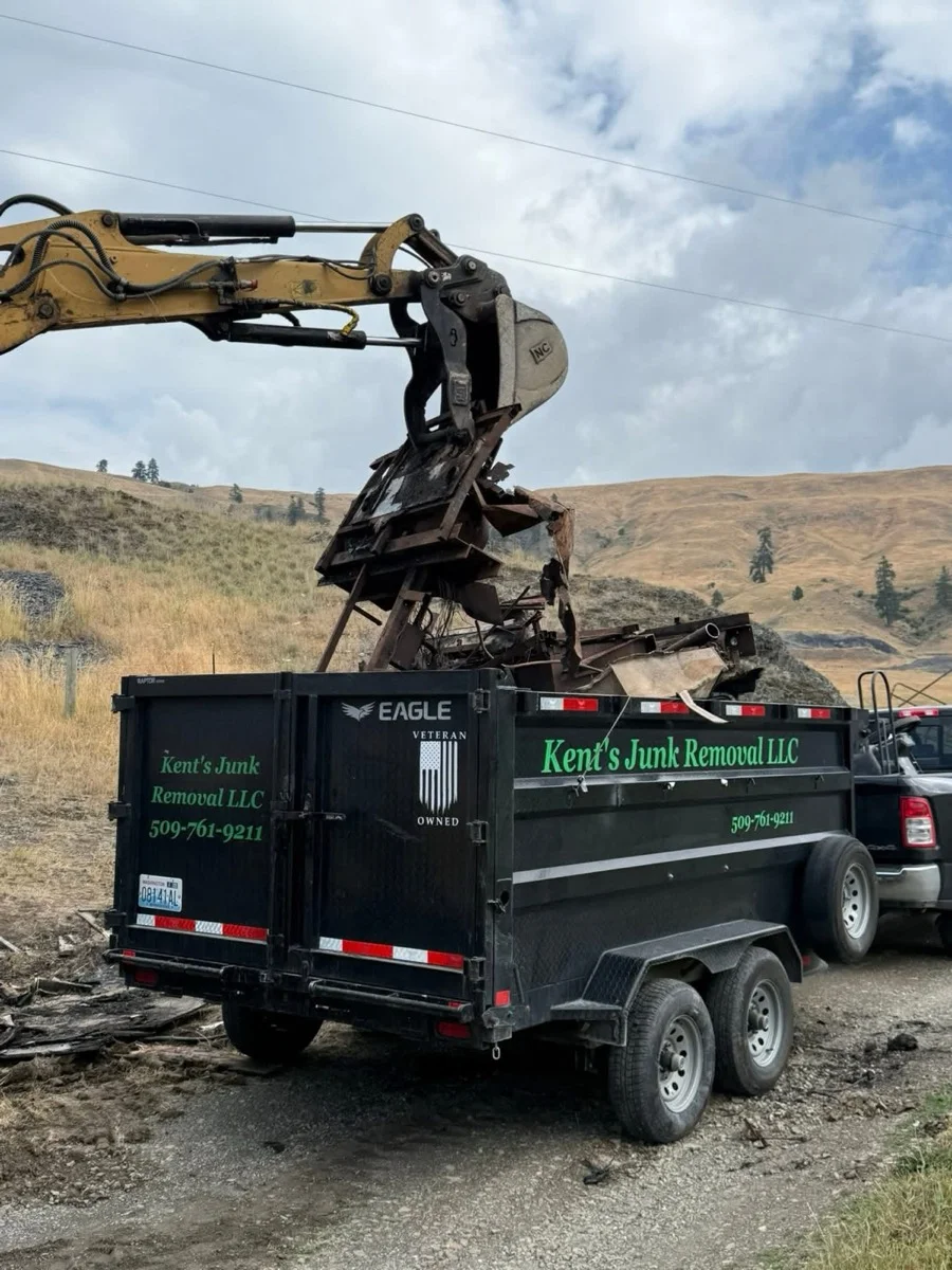 Yard debris loaded with equipment